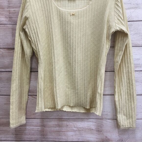 NEW WITH TAGS VINTAGE ESPRIT RIBBED STRETCH KNIT TOP IN YELLOW - Picture 3 of 5